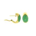 Mason Kay 18k Gold Oval Green Jadeite Half-hoop Earring