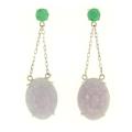 Mason Kay 18k White Gold Lavender and Green Jadiete Dangle Earrings