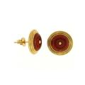 Mason Kay 14k Yellow Gold Red Jadeite Button Earrings