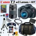 Canon EOS Rebel T3 12MP DSLR Camera/ 18-55 IS II & 75-300 III USM Lens/ 16GB Kit
