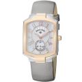 Philip Stein Women's 'Signature' Platinum Silk Strap Two Tone Watch