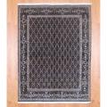 Persian Hand-knotted Tabriz Black/ Beige Wool/ Silk Rug (5' x 6'8)