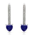 10K Gold 1ct TGW Created Sapphire and 1/10ct Diamond Earrings (H-I,I2-3)