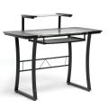 Paulson Black Steel Modern Computer Desk with Glass Desktop