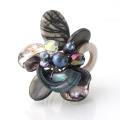 Black Cluster Sensation Mother of Pearl Free Size Cocktail Ring (Thailand)