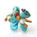 Turquoise Sensation Mother of Pearl Cocktail Cluster Ring (Thailand)