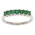 14k White Gold Zambian Emerald and Diamond Accent Ring