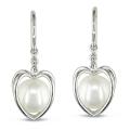14k White Gold Freshwater Pearl Hook Earrings (8-8.5 mm)