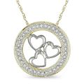 10k Two-tone Gold 1/10ct TDW Diamond Heart Necklace (H-I, I2-I3)