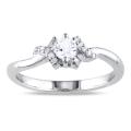 Sterling Silver 1/3ct TGW Created White Sapphire and Diamond Accent Ring