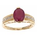 14k Yellow Gold Indian Ruby and Diamond Accent Ring
