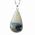 De Buman Sterling Silver White Picture Agate Necklace