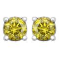 14k White Gold 1/3ct TDW Heat-treated Yellow Diamond Stud Earrings
