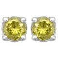 14k White Gold 1/5ct TDW Treated Yellow Diamond Stud Earrings