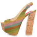 Fahrenheit Women's 'Anne-22' Rainbow Canvas Platform Sling-backs