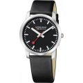 Mondaine Men's 'Simply Elegant' Stainless Steel Black Dial Watch