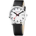 Mondaine Women's 'Evo Big Date' Stainless Steel Black Leather Watch