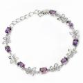 De Buman Sterling Silver Amethyst and White Topaz Bracelet