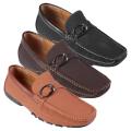 Boston Traveler Men's Topstitched Buckle Detail Square Toe Loafer