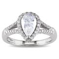 14k White Gold 1 1/5ct TDW Certified Pear-cut Diamond Ring (D, I1)