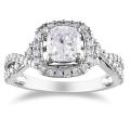 14k White Gold 1 1/2ct TDW Cushion-Cut Diamond Ring (H-I, SI1-SI2)