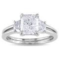 14k White Gold 2 1/10ct TDW Cushion-cut Diamond 3-stone Ring (F-G, I1-I2)