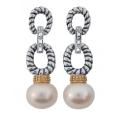 Meredith Leigh 14k Gold and Sterling Silver FW Pearl Earrings (10 mm)