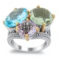 Meredith Leigh 14k Yellow Gold and Sterling Silver Multi-gemstone Ring