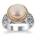 Meredith Leigh 14k Gold and Sterling Silver FW Pearl Ring (9.5-10 mm)