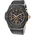 Cerruti I88I Men's 'Roma Sportiva' Black Leather Watch
