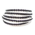 Black Onyx Facets Leather Wrap Bracelet (Thailand)