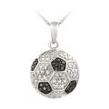 Sterling Silver Black Diamond Accent Soccer Ball Necklace