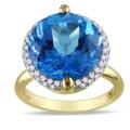 14k Yellow Gold Blue Topaz and 1/4ct TDW Diamond Ring (G-H, SI1-2)