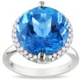 14k White Gold Blue Topaz and 1/4ct TDW Diamond Ring (G-H, SI1-2)