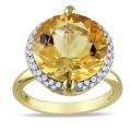 14k Yellow Gold Citrine and 1/4ct TDW Diamond Ring (G-H, SI1-SI2)