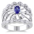 14k White Gold Tanzanite and 1/2ct TDW Diamond Ring (G-H, SI1-SI2)