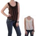 Journee Collection Women's Sleeveless Scoop Neck Rosette Bib Top