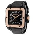 Invicta Men's 'Cuadro' Black Leather Grey Nylon Watch