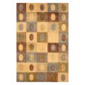 Indo Hand-knotted Tibetan Green/ Light Blue Wool Rug (3'7 x 5'6)