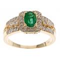 10k Yellow Gold Zambian Emerald and 1/3ct TDW Diamond Ring (G-H, I1-I2)