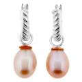 Meredith Leigh 14k Gold and Silver Pink FW Pearl Earrings (7-7.5 mm)