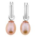 Meredith Leigh 14k Gold and Silver Pink FW Pearl Earrings (7-7.5 mm)