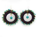 Magic Moon Blue Turquoise Stone Cotton Roop Hoop Earrings (Thailand)
