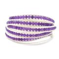 Mini Purple Amethyst Facets White Leather 5-Wrap Bracelet (Thailand)