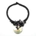 Pretty Onyx and Lip Shell Cluster Necklace (Philippines)