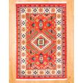 Indo Hand-knotted Kazak Red/Ivory Wool Rug (4' x 6')