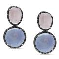 14k White Gold Blue, Pink Sapphire and 2ct TDW Black Diamond Earrings