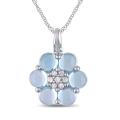 10k White Gold Blue Topaz and 1/10ct TDW Diamond Necklace (H-I, I2-I3)