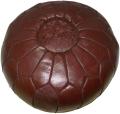 Moroccan Chocolate Brown Contemporary Leather Ottoman (Morocco)