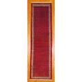 Persian Hand-knotted Hamadan Red/ Ivory Wool Rug (3'6 x 12'6)